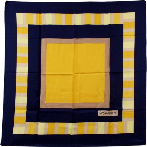 958145BX (S1) Authentic YVES Saint Laurent Scarf Multicolor Silk Luxury Vintage - Picture 1 of 9
